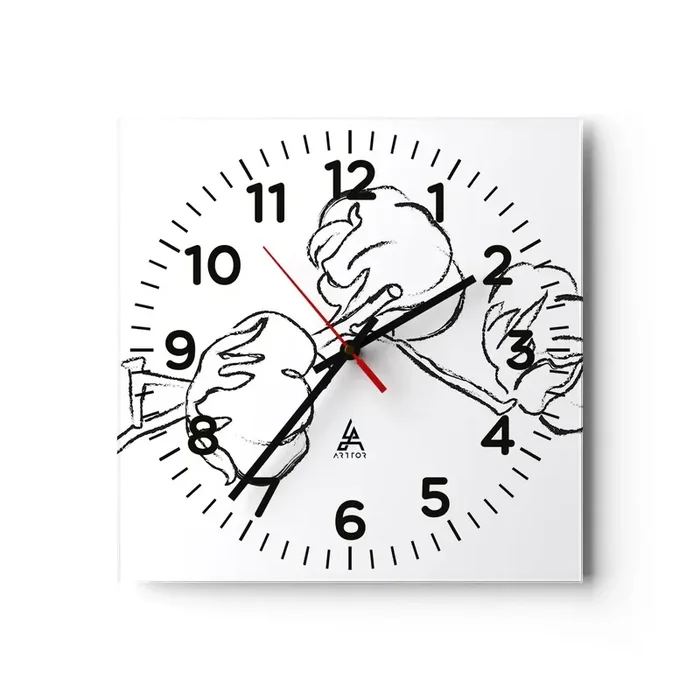 Reloj de pared – Reloj de vidrio – Plumón de algodón – 30×30 cm