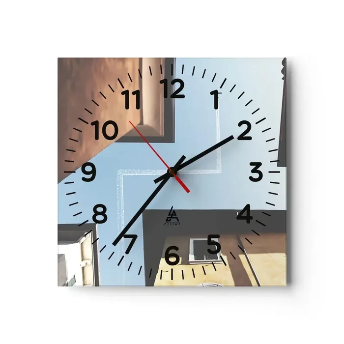 Reloj de pared – Reloj de vidrio – Por encima del laberinto urbano – 30×30 cm