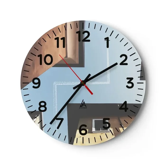 Reloj de pared – Reloj de vidrio – Por encima del laberinto urbano – 40×40 cm
