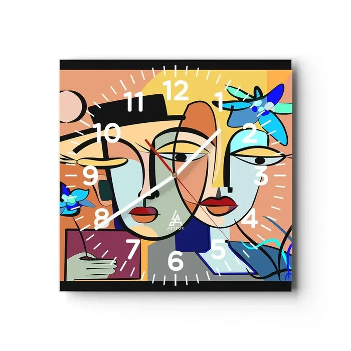 Reloj de pared – Reloj de vidrio – Randez vous de Picasso – 30×30 cm