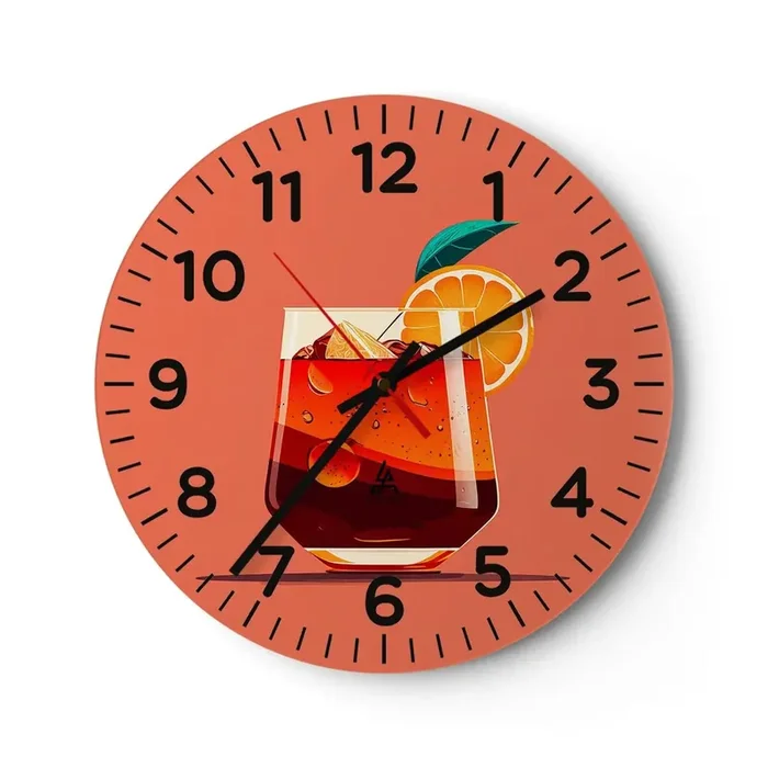 Reloj de pared – Reloj de vidrio – Refresco de verano – 40×40 cm