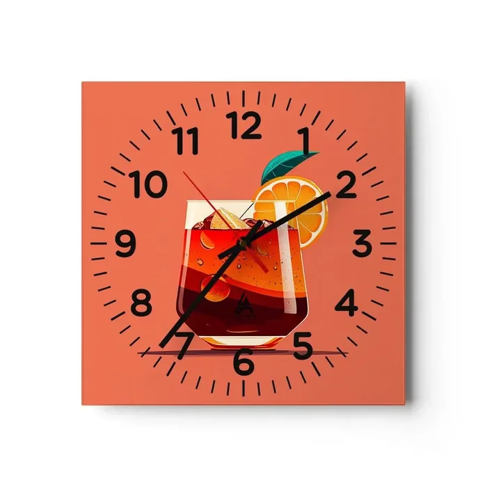 Reloj de pared – Reloj de vidrio – Refresco de verano – 40×40 cm
