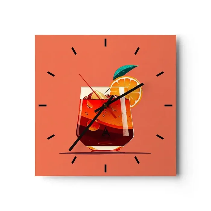 Reloj de pared – Reloj de vidrio – Refresco de verano – 40×40 cm