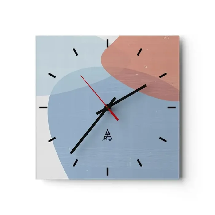 Reloj de pared – Reloj de vidrio – Relaciones en colores pastel – 40×40 cm