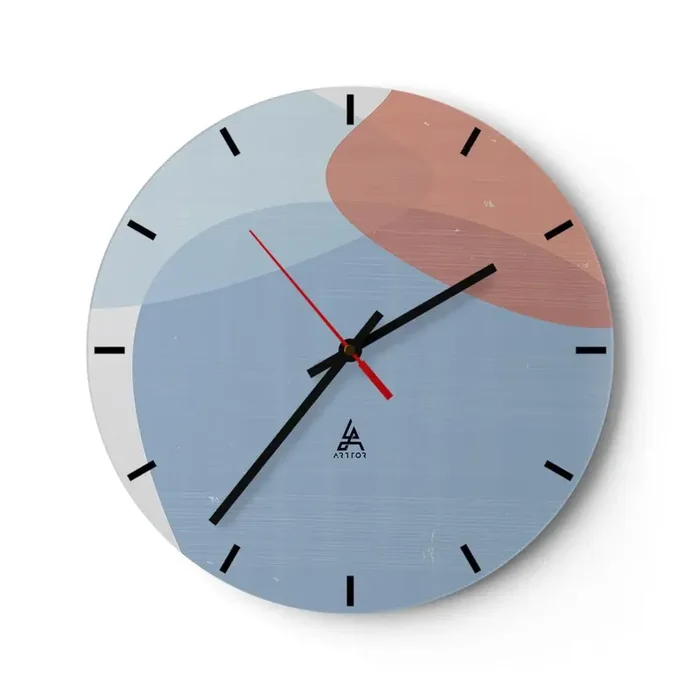 Reloj de pared – Reloj de vidrio – Relaciones en colores pastel – 40×40 cm