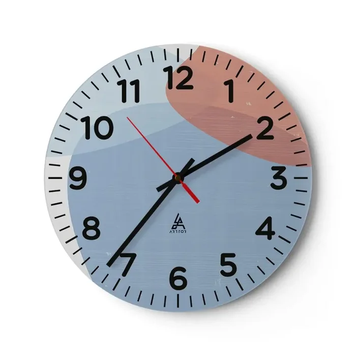 Reloj de pared – Reloj de vidrio – Relaciones en colores pastel – 40×40 cm
