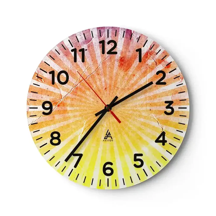 Reloj de pared – Reloj de vidrio – Renacer del sol – 30×30 cm