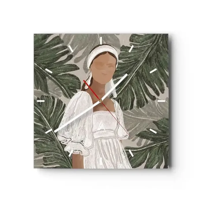Reloj de pared – Reloj de vidrio – Retrato exótico – 40×40 cm
