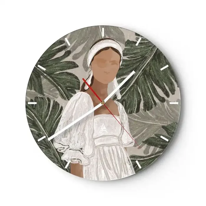 Reloj de pared – Reloj de vidrio – Retrato exótico – 40×40 cm