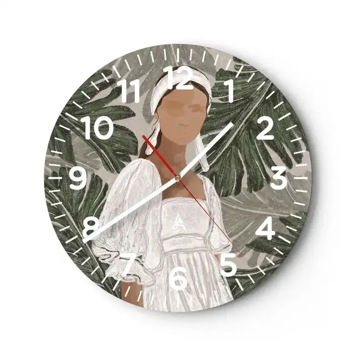 Reloj de pared – Reloj de vidrio – Retrato exótico – 40×40 cm