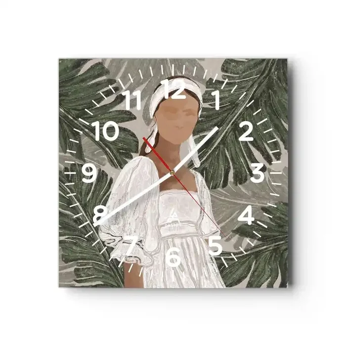 Reloj de pared – Reloj de vidrio – Retrato exótico – 40×40 cm