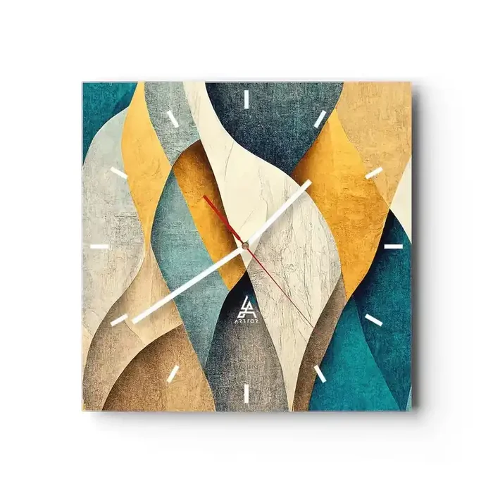 Reloj de pared – Reloj de vidrio – Ritmo y ondulación – 40×40 cm