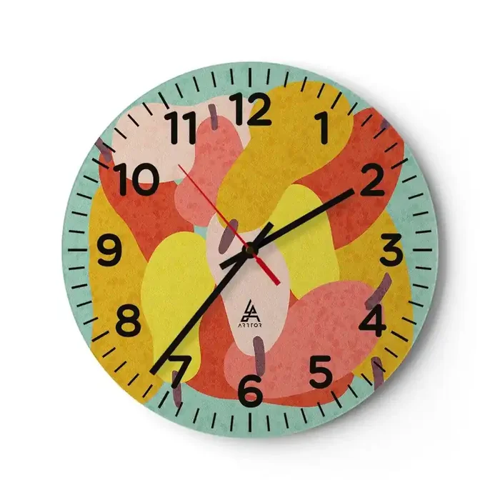 Reloj de pared – Reloj de vidrio – Saborear el sol del verano – 40×40 cm