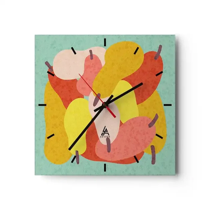 Reloj de pared – Reloj de vidrio – Saborear el sol del verano – 40×40 cm