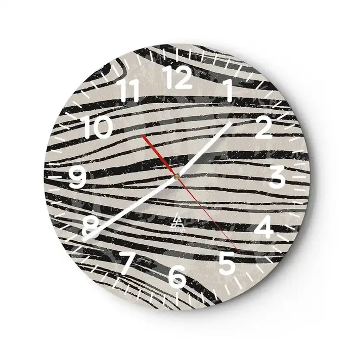Reloj de pared – Reloj de vidrio – Salpicadura de líneas – 30×30 cm