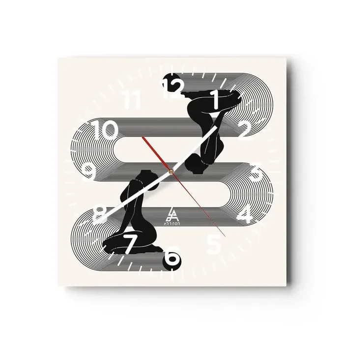 Reloj de pared – Reloj de vidrio – Simetría sensual – 40×40 cm