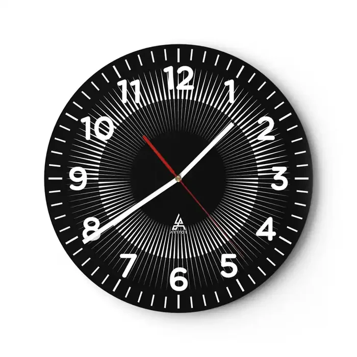 Reloj de pared – Reloj de vidrio – Sol negro – 30×30 cm