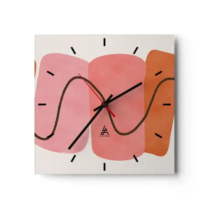 Reloj de pared – Reloj de vidrio – Suave movimiento de formas – 40×40 cm
