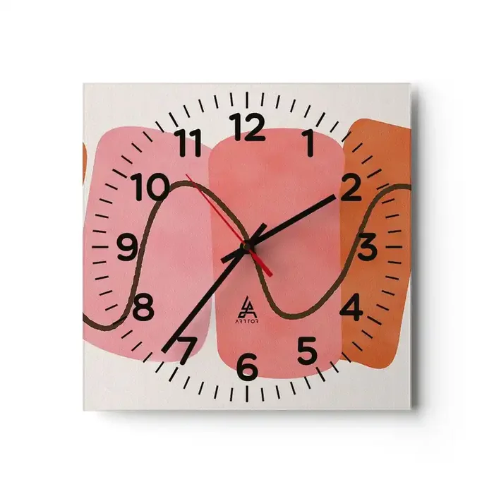 Reloj de pared – Reloj de vidrio – Suave movimiento de formas – 40×40 cm