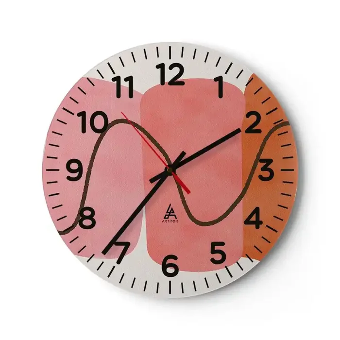 Reloj de pared – Reloj de vidrio – Suave movimiento de formas – 40×40 cm