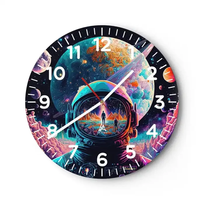 Reloj de pared – Reloj de vidrio – Sueños de niño – 30×30 cm
