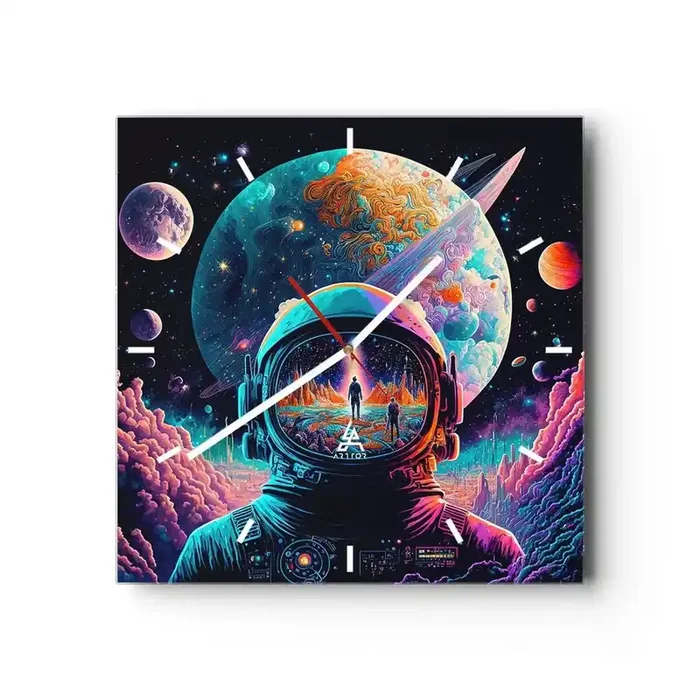Reloj de pared – Reloj de vidrio – Sueños de niño – 40×40 cm