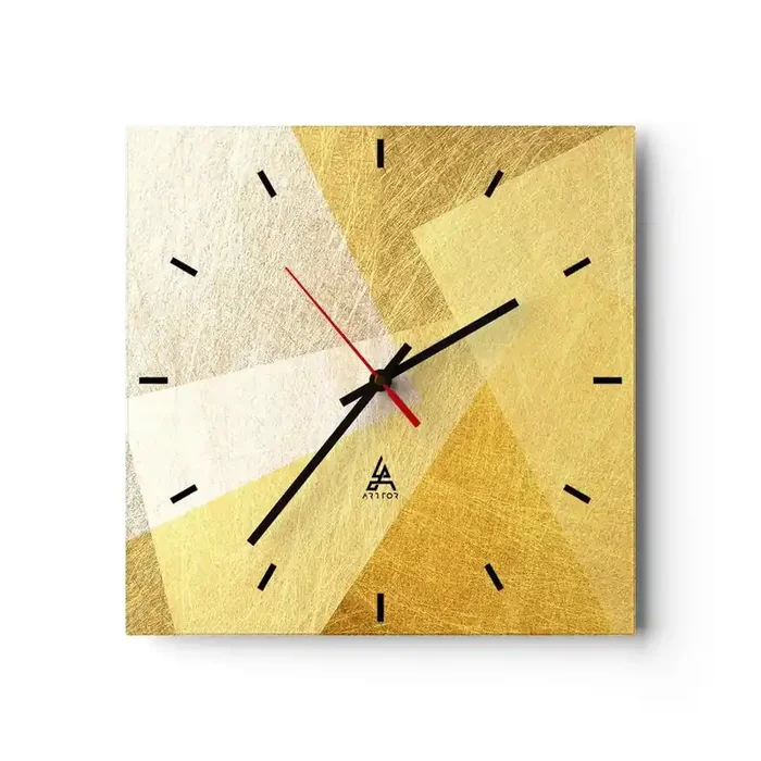 Reloj de pared – Reloj de vidrio – Tiempo de geometría – 40×40 cm