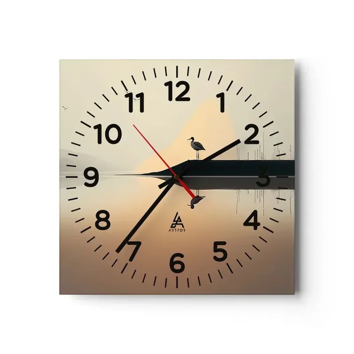 Reloj de pared – Reloj de vidrio – Un caballero en el lago – 30×30 cm