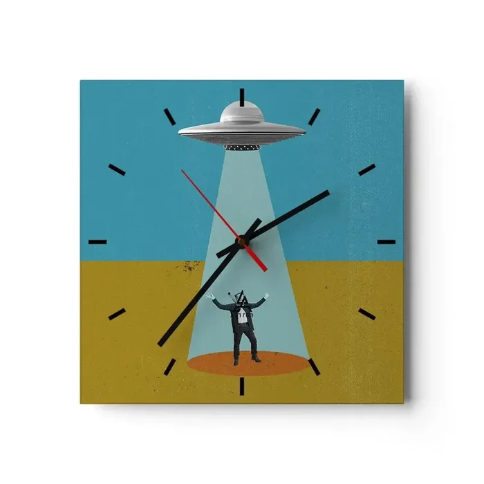 Reloj de pared – Reloj de vidrio – Un encuentro cercano – 40×40 cm