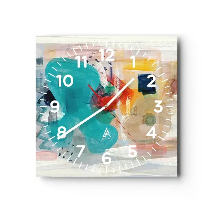 Reloj de pared – Reloj de vidrio – Un juego de colores – 30×30 cm