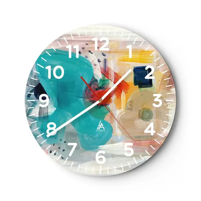 Reloj de pared – Reloj de vidrio – Un juego de colores – 40×40 cm