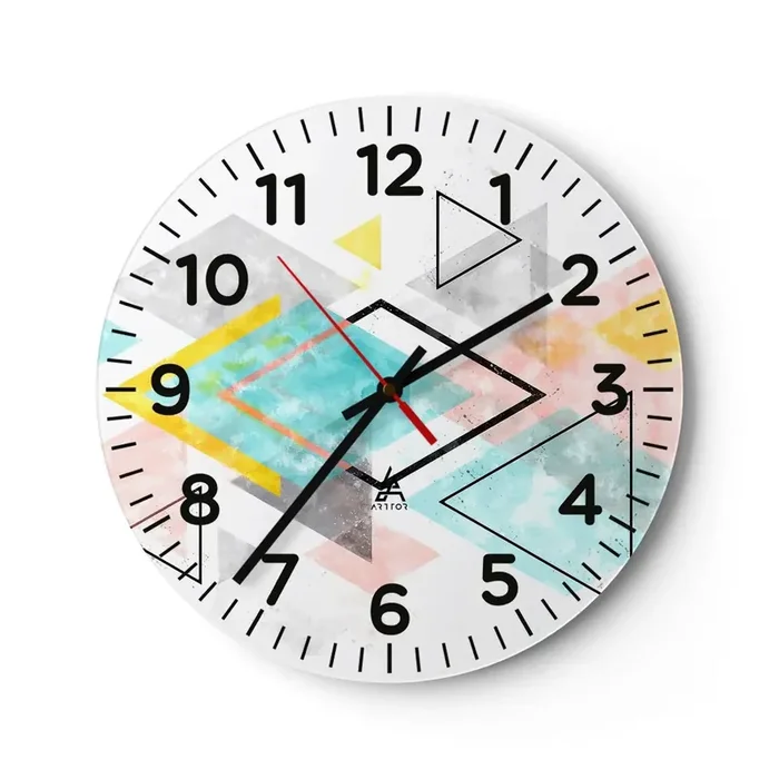 Reloj de pared – Reloj de vidrio – Un juego geométrico – 40×40 cm