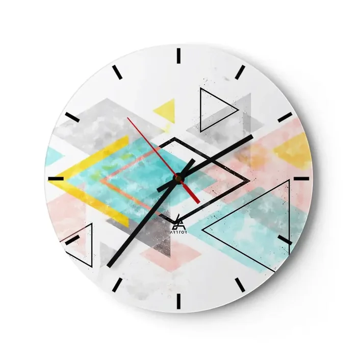 Reloj de pared – Reloj de vidrio – Un juego geométrico – 40×40 cm