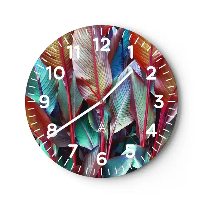 Reloj de pared – Reloj de vidrio – Un matorral de colores – 30×30 cm