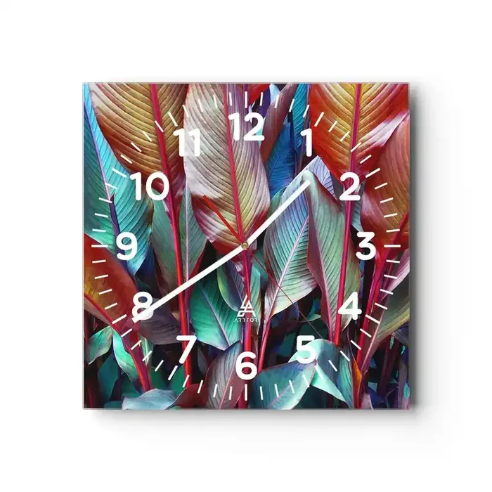 Reloj de pared – Reloj de vidrio – Un matorral de colores – 30×30 cm