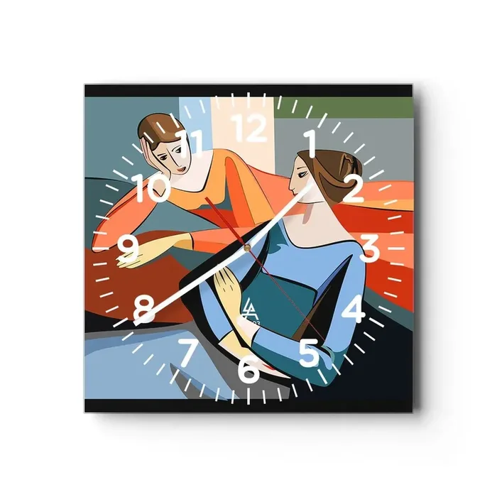 Reloj de pared – Reloj de vidrio – Un momento de confidencias – 30×30 cm