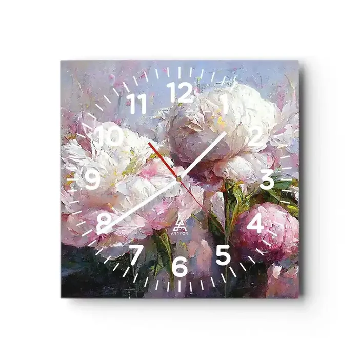 Reloj de pared – Reloj de vidrio – Un ramo rebosante de vida – 30×30 cm