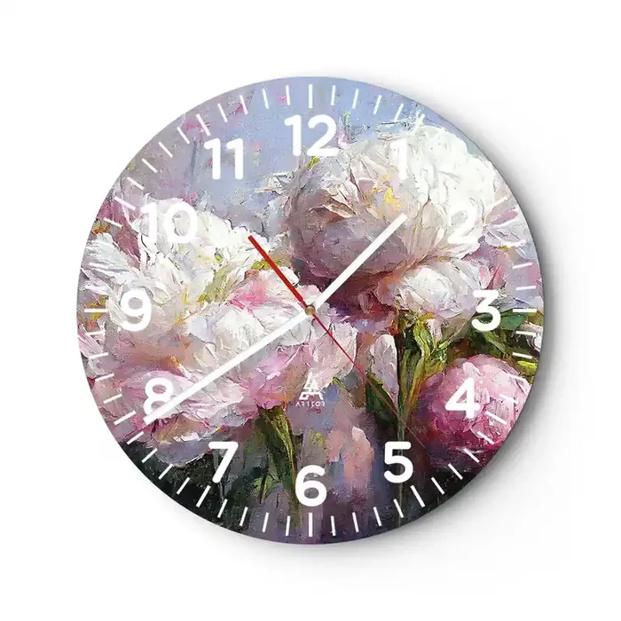 Reloj de pared – Reloj de vidrio – Un ramo rebosante de vida – 30×30 cm