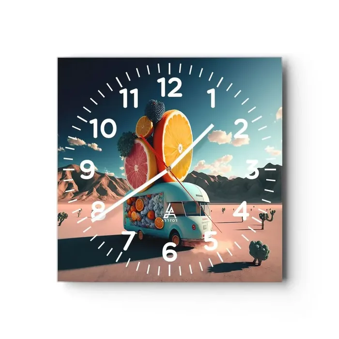 Reloj de pared – Reloj de vidrio – Un sabor a vacaciones – 30×30 cm