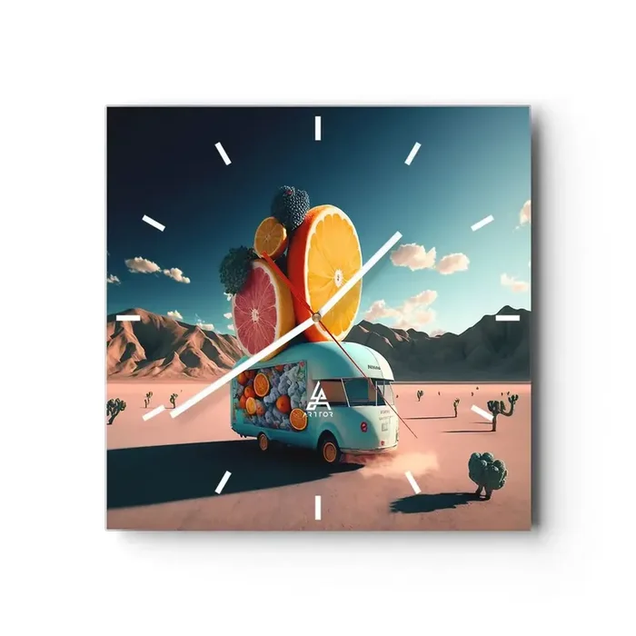 Reloj de pared – Reloj de vidrio – Un sabor a vacaciones – 40×40 cm