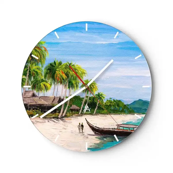 Reloj de pared – Reloj de vidrio – Un sueño exótico – 40×40 cm