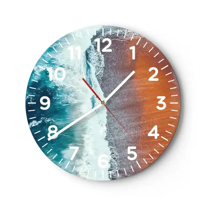 Reloj de pared – Reloj de vidrio – Un toque de océano – 40×40 cm
