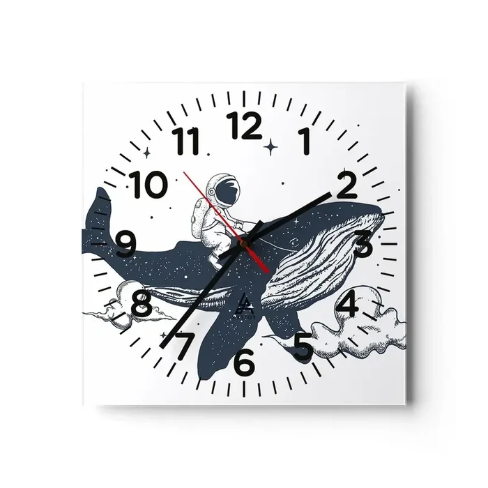 Reloj de pared – Reloj de vidrio – Una aventura cósmica – 30×30 cm
