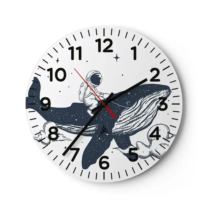 Reloj de pared – Reloj de vidrio – Una aventura cósmica – 40×40 cm
