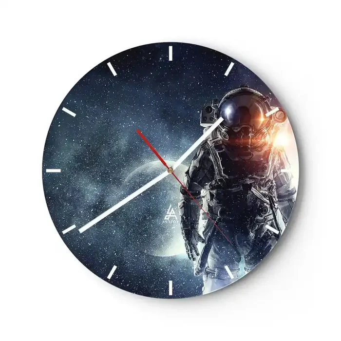 Reloj de pared – Reloj de vidrio – Una aventura cósmica – 40×40 cm