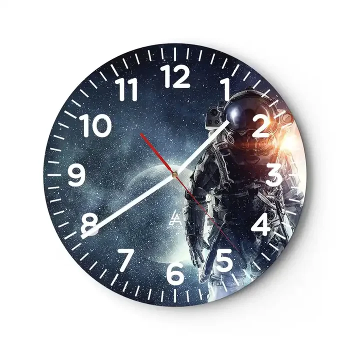 Reloj de pared – Reloj de vidrio – Una aventura cósmica – 40×40 cm