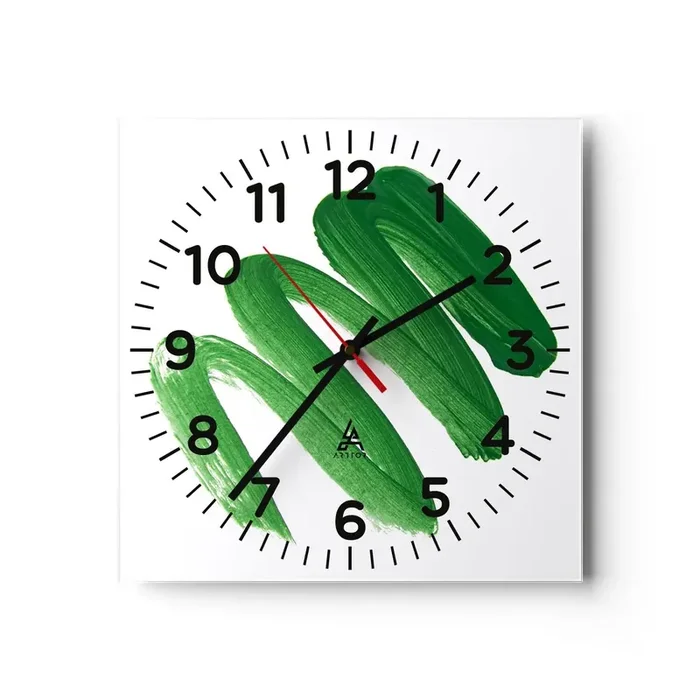 Reloj de pared – Reloj de vidrio – Una broma verde – 40×40 cm