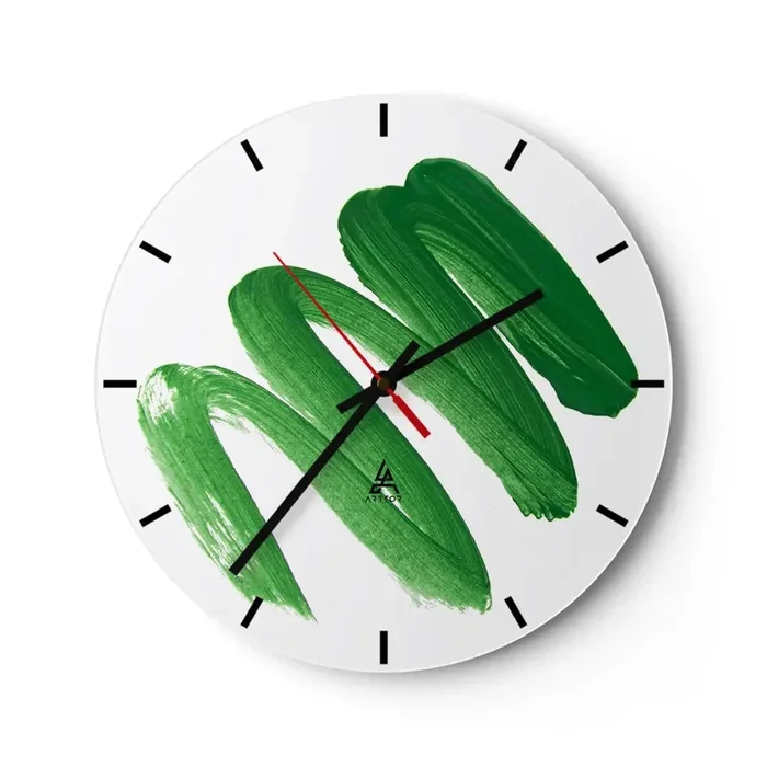 Reloj de pared – Reloj de vidrio – Una broma verde – 40×40 cm