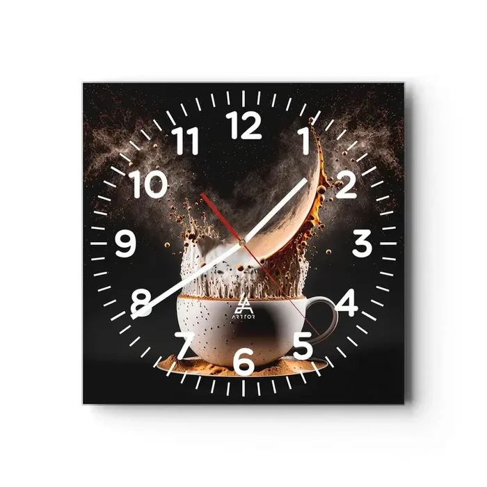 Reloj de pared – Reloj de vidrio – Una explosión de sabor – 40×40 cm