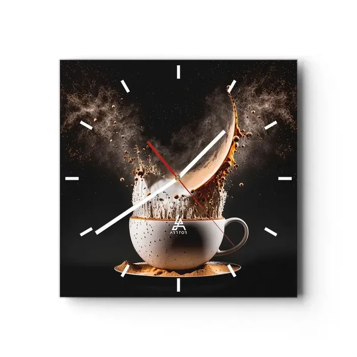 Reloj de pared – Reloj de vidrio – Una explosión de sabor – 40×40 cm